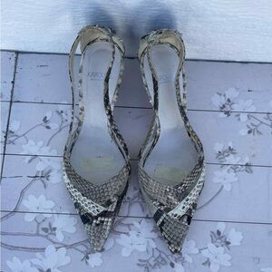 Snake Print Women's Shoes - Cream and Black